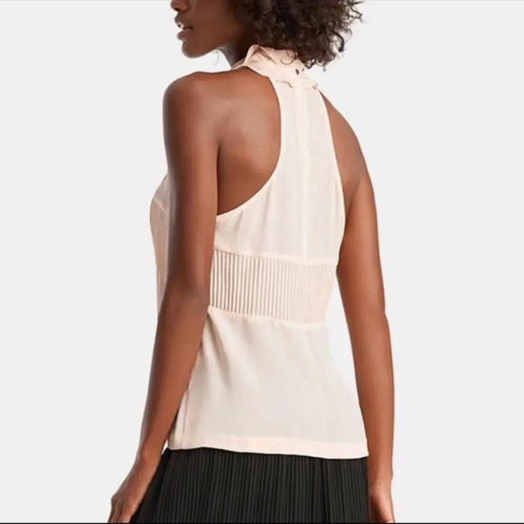NWT A.L.C. Pleated‎ Sleeveless High Neck Silk Blouse in Blush size 12 - Picture 2 of 8